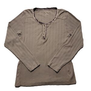 Eddie Bauer Women’s L  Henley Shirt Long Sleeve Thermal Velour Collar